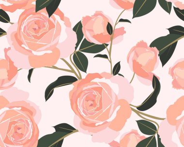 Sefil, şık gül desenli. Çiçeksiz turuncu çiçekleri arka planda bırak. Grafiksel vintage baskı. Kumaş için küçük çiçek deseni.