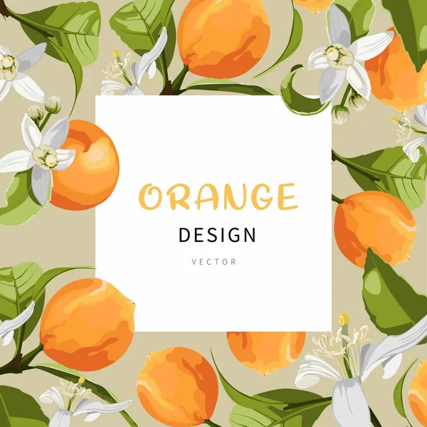 Botaniska Bröllop Inbjudan Kort Spara Datum Mall Design Apelsin Frukt — Stock vektor