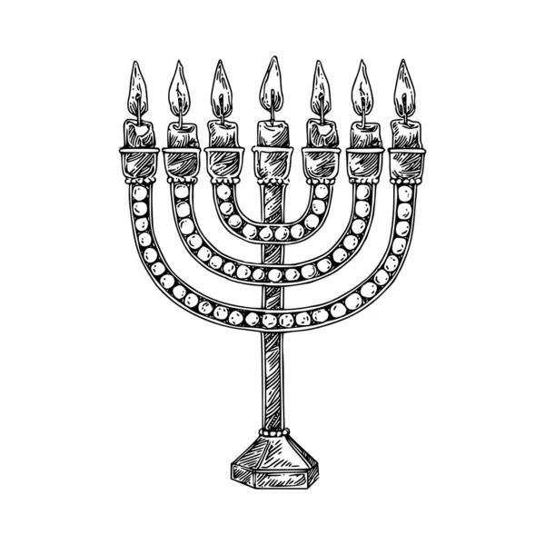 Hanukkah menorah with candles — Stock Vector
