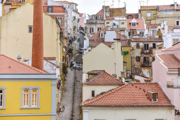 Roofs of old houses in Alfama neighborhood. Lisbon, Portugal. Europe — Stock Photo, Image