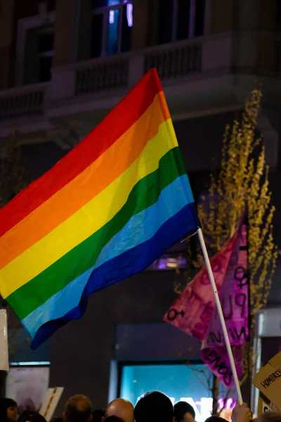 Madrid Spain March 2019 Massive Feminist Protest Favour Women Rights — Stok fotoğraf