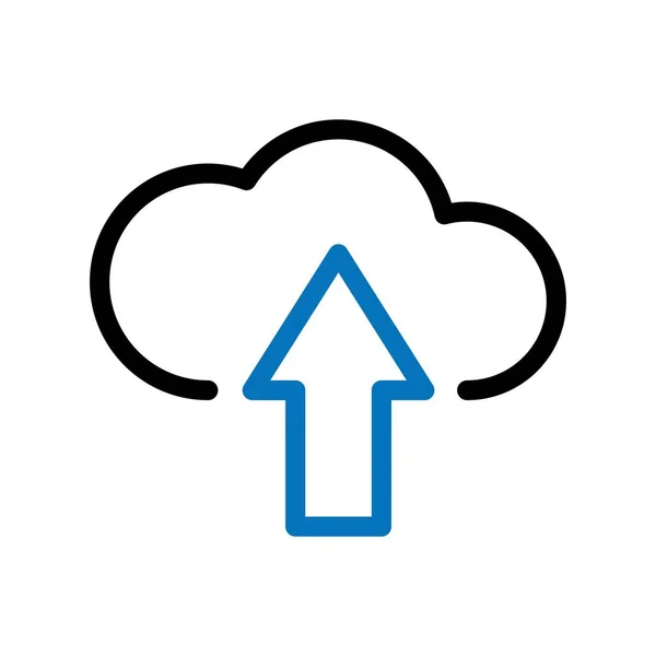 Wolkensymbol mit weißem Hintergrund hochladen — Stockvektor