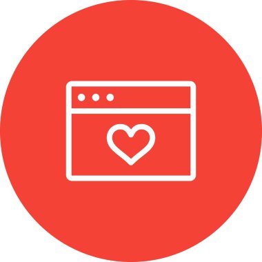 Yuvarlak Kalp Tarayıcı Simgesi Beyaz Arkaplan