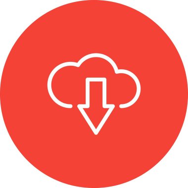 Beyaz Arkaplan ile Bulut Simgesi İndirme Yuvarlak