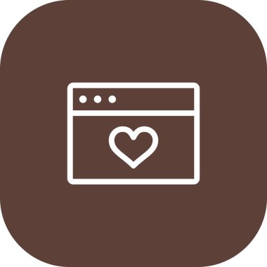 Yuvarlak Köşeli Kalp Tarayıcı Simgesi Beyaz Arkaplan