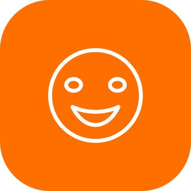 Yuvarlak Köşeli Gülümse Beyaz Arkaplan Simgesi