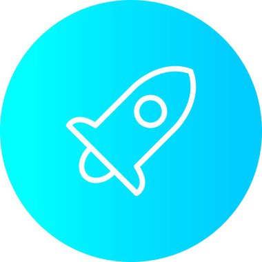 Beyaz Arkaplan ile Gradyan Çember Roket Simgesi