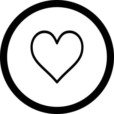 Beyaz Arkaplan ile Çember Ana Hattı Kalp Simgesi