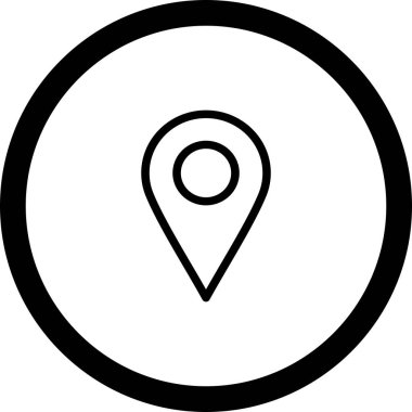 Beyaz Arkaplan ile Çember Dış Hattı Konumu Simgesi