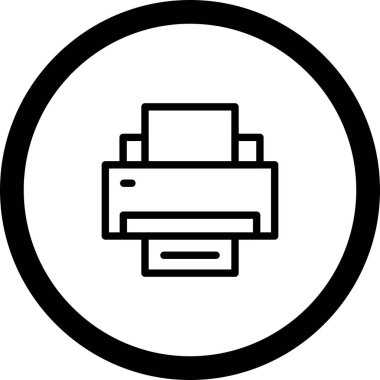 Beyaz Arkaplan ile Çember Çizgisi Yazıcı Simgesi