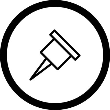 Ana Hattı Çember Başparmak Pin Simgesi Beyaz Arkaplan