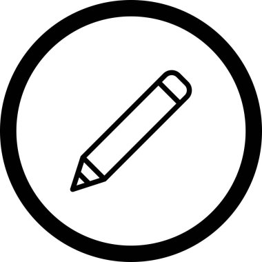 Beyaz Arkaplan ile Çember Dış Hattı Kalem Simgesi