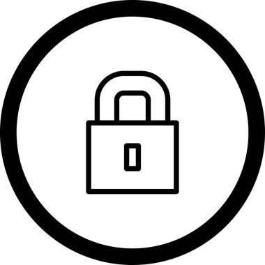  Beyaz Arkaplan ile Çember Ana Hattı Kilit Simgesi