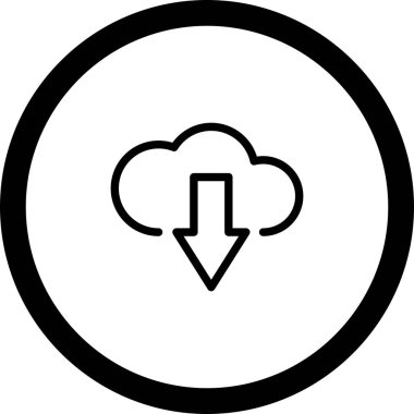 Çember Çizgisi Beyaz Arkaplan ile Bulut Simgesi İndiriliyor