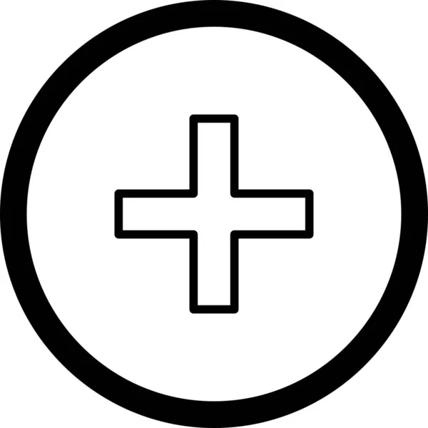 Esquema del círculo Añadir icono con fondo blanco — Vector de stock