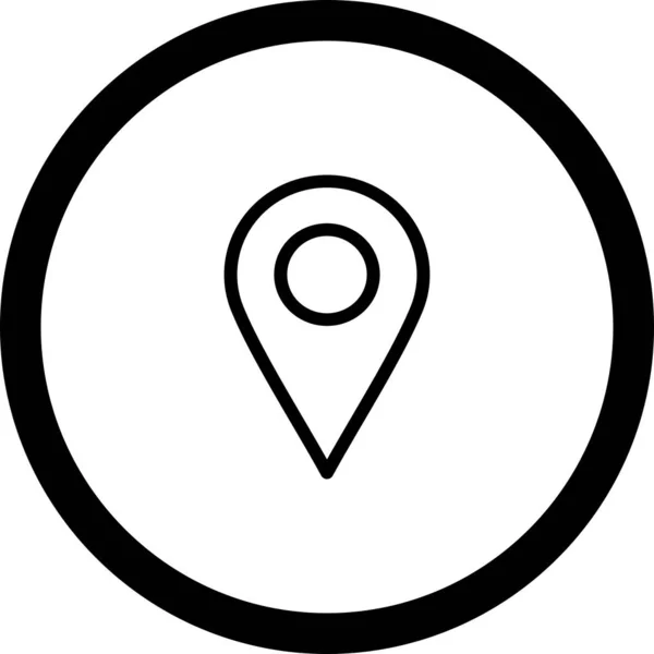 Icono de ubicación de contorno de círculo con fondo blanco — Vector de stock