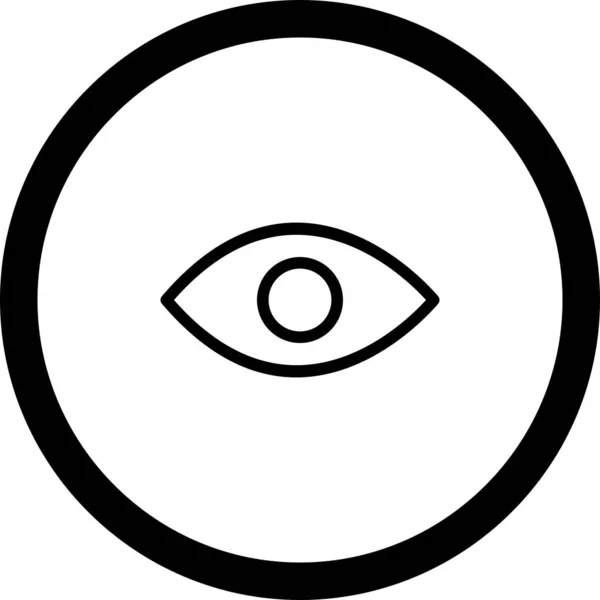 Ícone de olho de contorno de círculo com fundo branco — Vetor de Stock