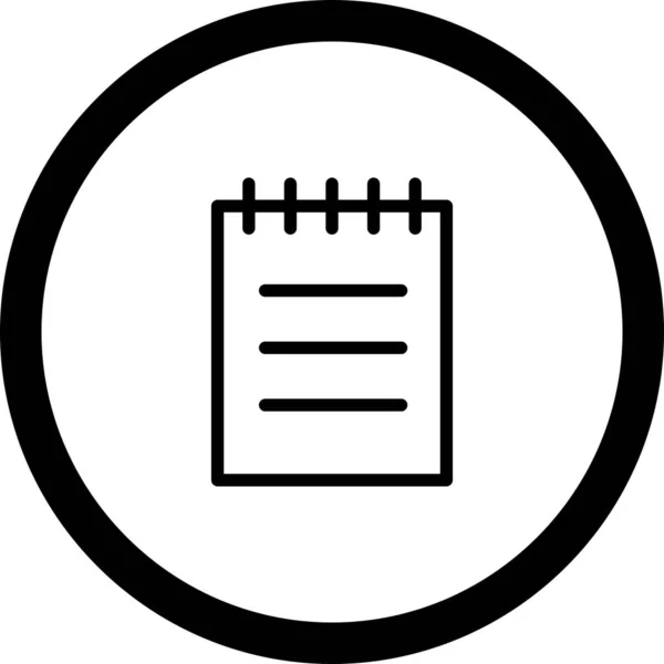 Krąg kontur Notatka ikona z białym tle — Wektor stockowy