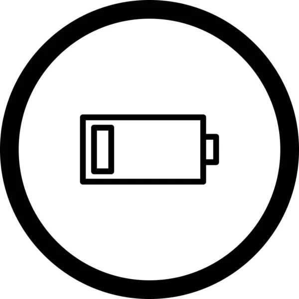 Kružnice obrysu baterie s nízkou ikonou s bílým pozadím — Stockový vektor