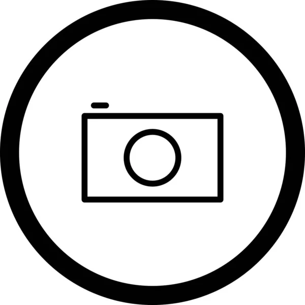 Circle Outline Camera pictogram met witte achtergrond — Stockvector