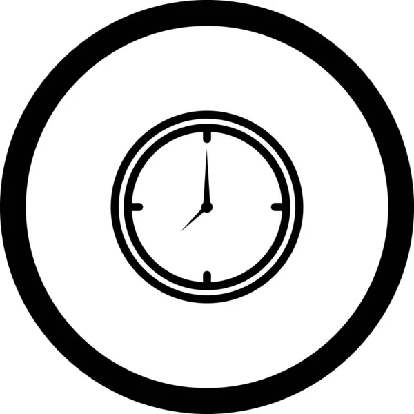 Icona dell'orologio a contorno circolare con sfondo bianco — Vettoriale Stock