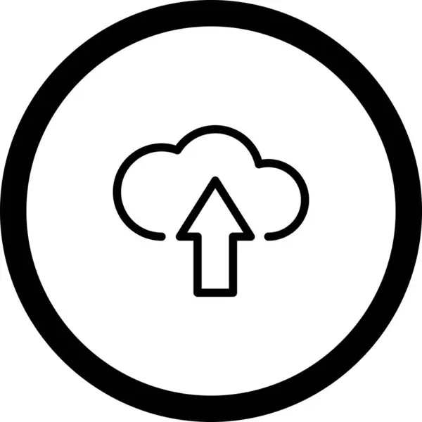 Esquema del círculo Esquema de Circl Subir el icono de la nube con fondo blanco — Archivo Imágenes Vectoriales