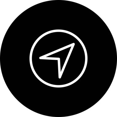 Beyaz Arkaplan ile Siyah Çember Navigasyon Simgesi