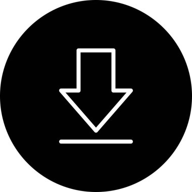 Beyaz arkaplanı olan Siyah Çember İndirme Simgesi