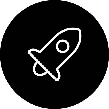 Beyaz Arkaplan Siyah Çember Roket Simgesi