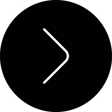 Beyaz Arkaplan ile Siyah Çember Sağ Ok Simgesi