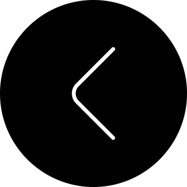 Beyaz Arkaplan ile Siyah Çember Sol Ok Simgesi