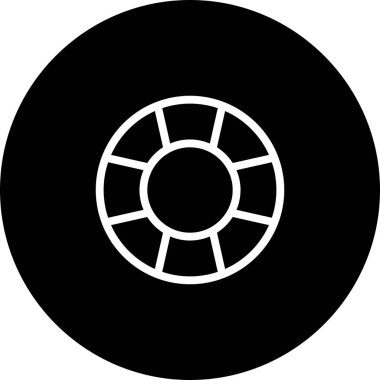 Beyaz arkaplan ile Siyah Çember Yüzme Tüpü Simgesi