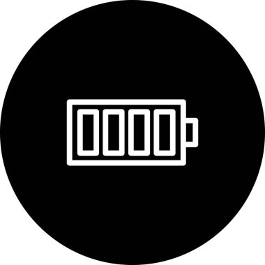 Siyah Çember Batarya Beyaz Arkaplan ile Tam Simge