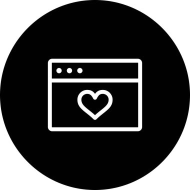 Siyah Çember Kalp Tarayıcı Simgesi Beyaz Arkaplan