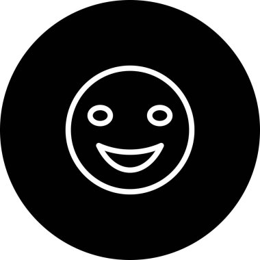 Siyah Çember Gülümseme Simgesi Beyaz Arkaplan