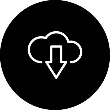 Siyah Çember Beyaz Arkaplan ile Bulut Simgesi İndiriyor