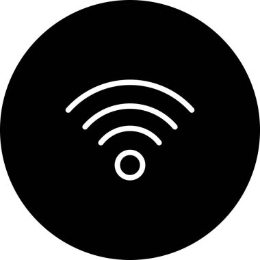 Beyaz arkaplan ile Siyah Çember Wifi Sinyal Simgesi