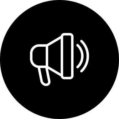 Siyah Çember Duyuru Sözcüsü Beyaz Arkaplan Simgesi