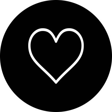 Beyaz arkaplan ile Siyah Çember Kalp Simgesi