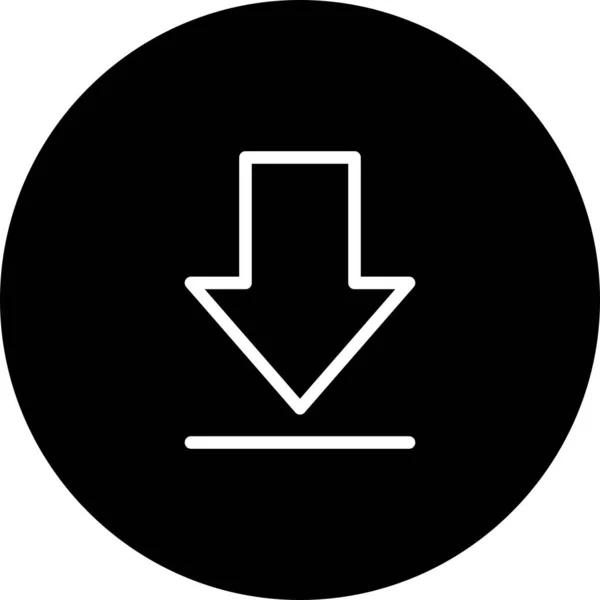 Círculo preto Baixar ícone com fundo branco — Vetor de Stock