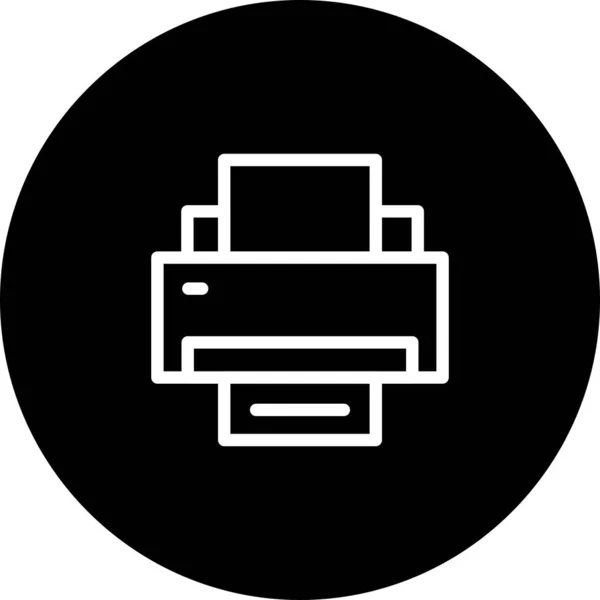 Icono de la impresora del círculo negro con fondo blanco — Vector de stock