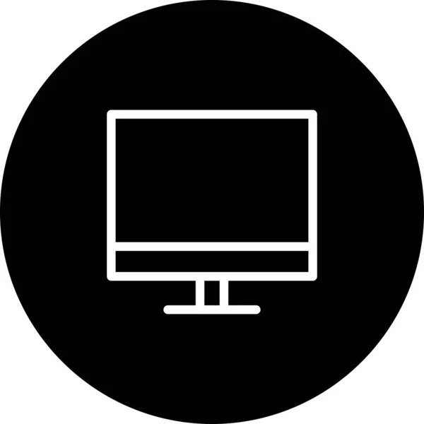 Icono LCD círculo negro con fondo blanco — Vector de stock
