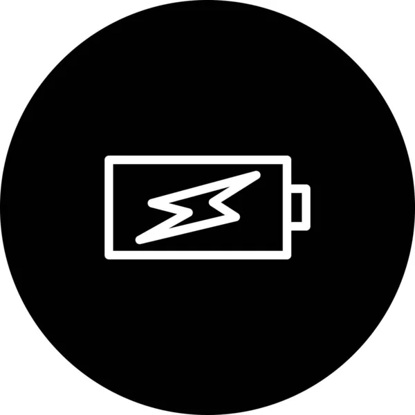 Icône de charge Battey cercle noir avec fond blanc — Image vectorielle