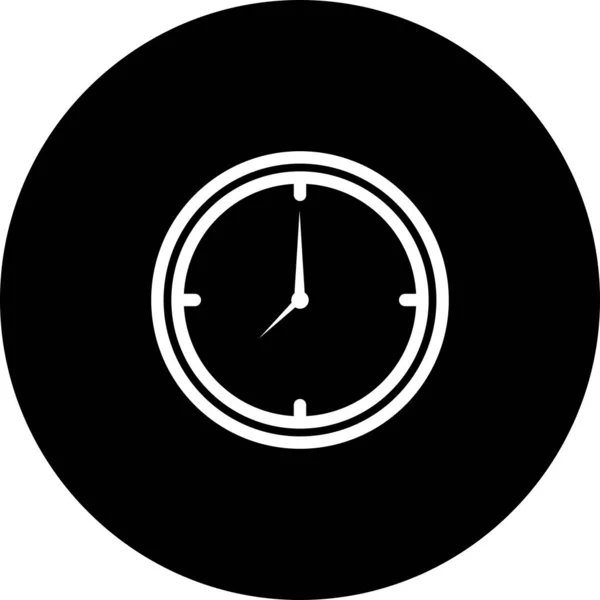 Icône d'horloge de cercle noir avec fond blanc — Image vectorielle