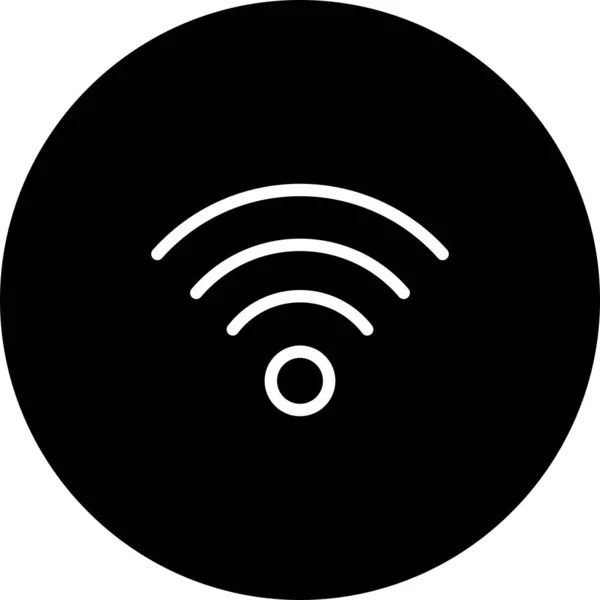 Ícone de sinal Wifi do círculo preto com fundo branco — Vetor de Stock