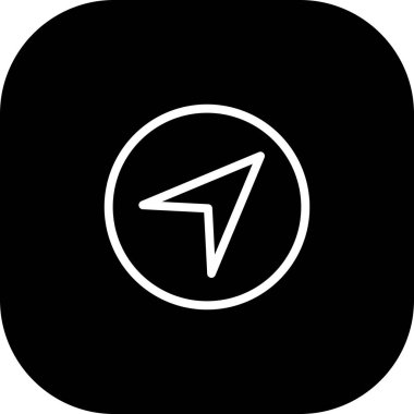 Yuvarlak Kenarlı Siyah Navigasyon Simgesi Beyaz Arkaplan