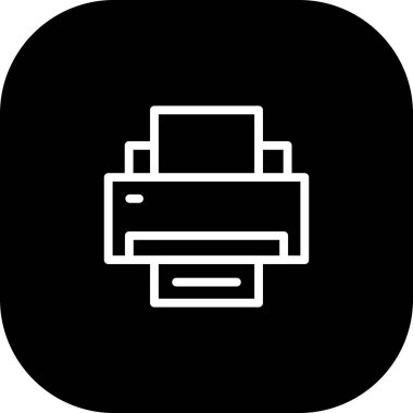 Yuvarlak Kenarlı Beyaz Arkaplan Siyah Yazıcı Simgesi