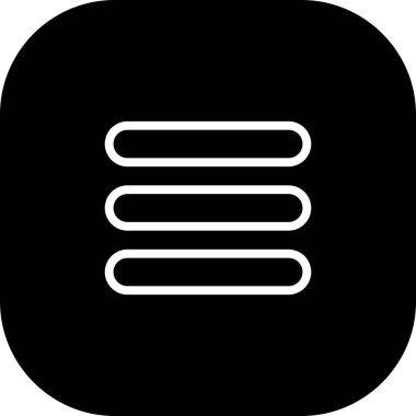 Yuvarlak Kenarlı Beyaz Arkaplan Siyah Menü Simgesi