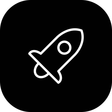 Yuvarlak Kenarlı Beyaz Arkaplan Siyah Roket Simgesi