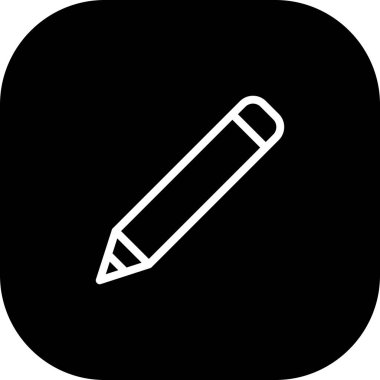 Yuvarlak Kenarlı Beyaz Arkaplan Siyah Kalem Simgesi